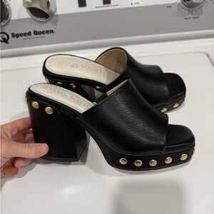 Oasis Society Black Studded Platform Mule Heels